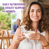 BlueBonnet Ladies’ ONE 40+ Multivitamin capsules on a wooden table