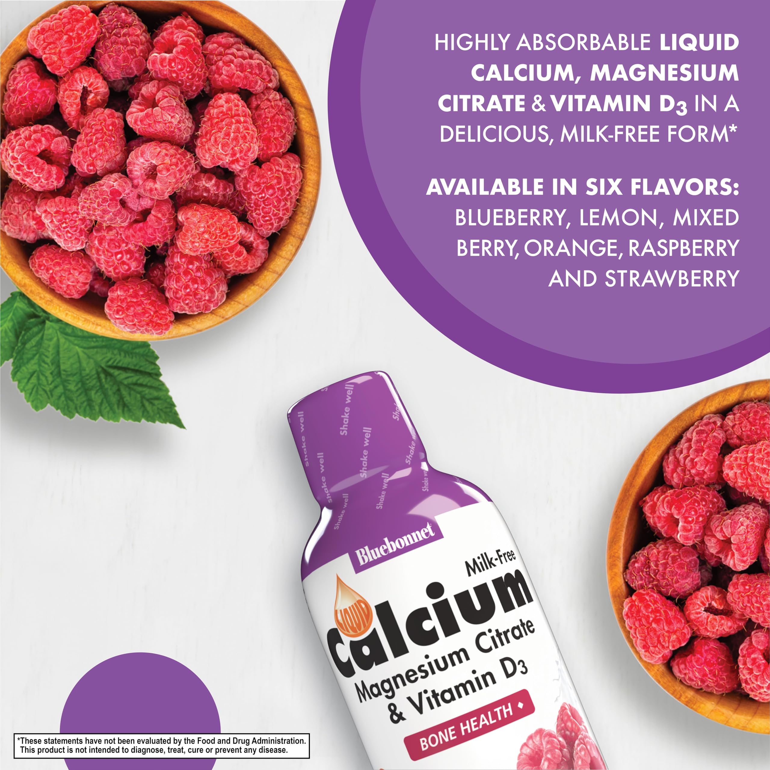 BlueBonnet Liquid Calcium Magnesium Citrate 16 fl oz back view