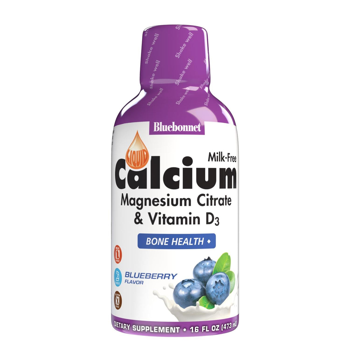 BlueBonnet Liquid Calcium Magnesium Citrate Plus Vitamin D3 16 fl oz front view
