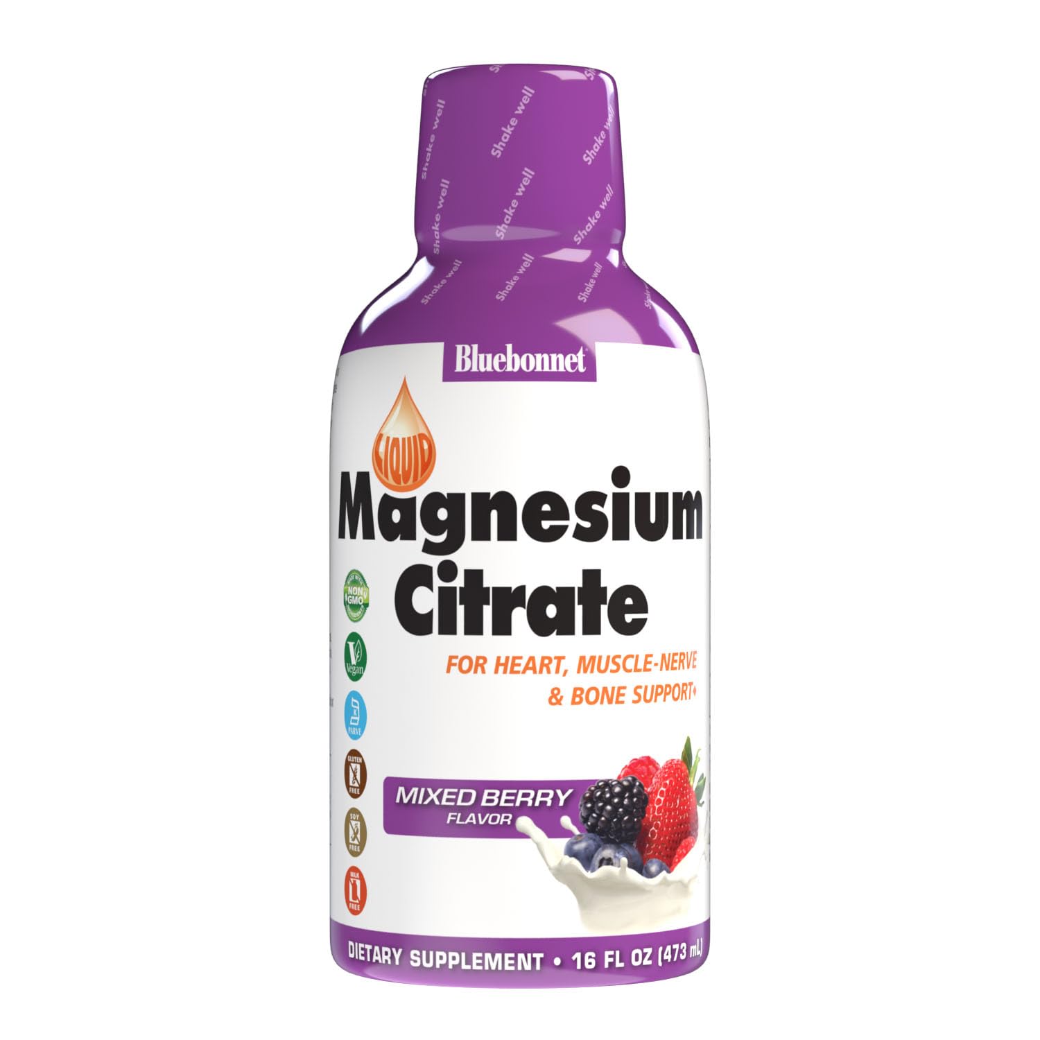 BlueBonnet Liquid Magnesium Citrate 420mg mixed berry flavour front view