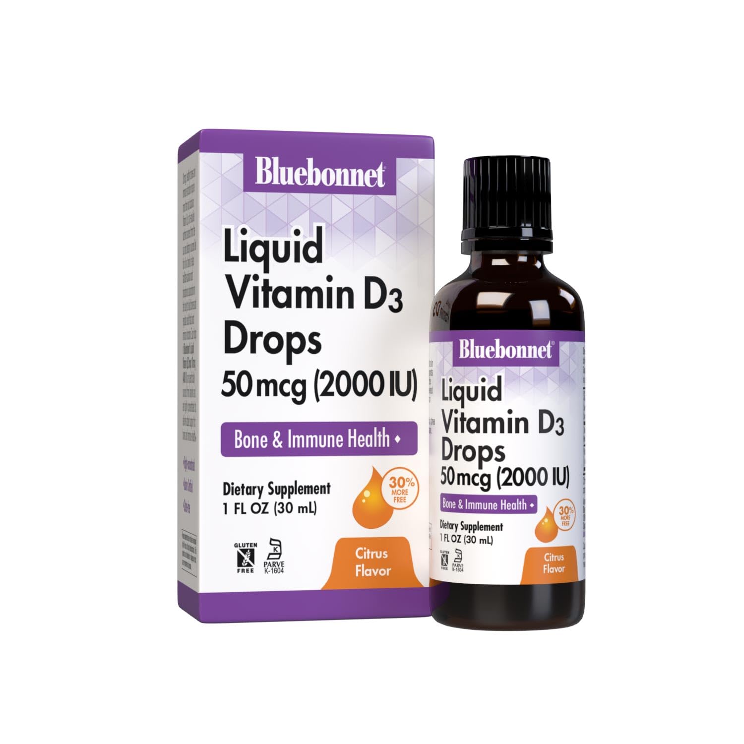BlueBonnet Liquid Vitamin D3 Drops 2000 IU front view