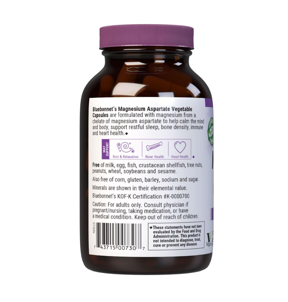 BlueBonnet Magnesium Aspartate 400mg capsules with measuring spoon