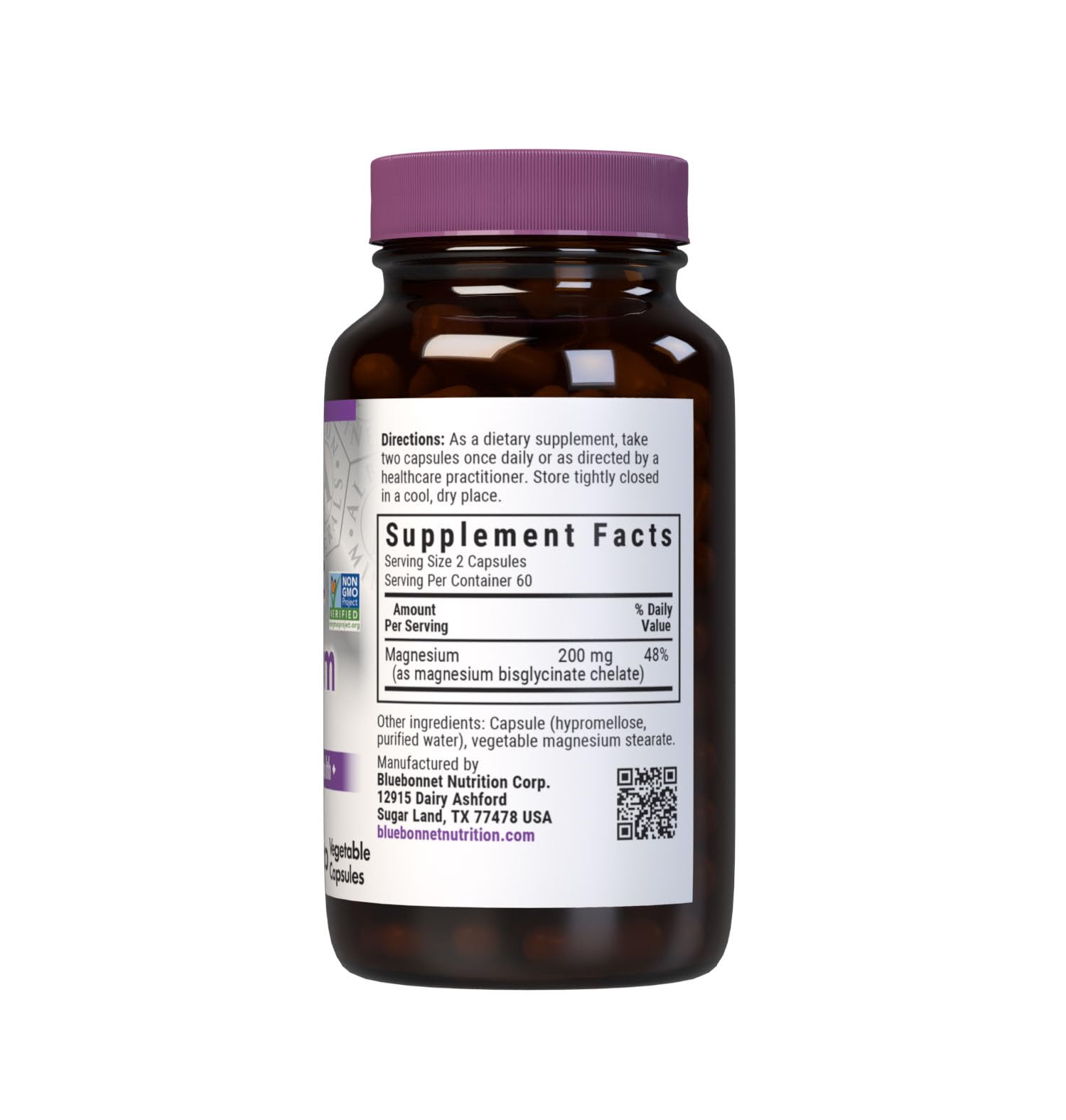 BlueBonnet Magnesium Bisglycinate Chelate 200 mg side view