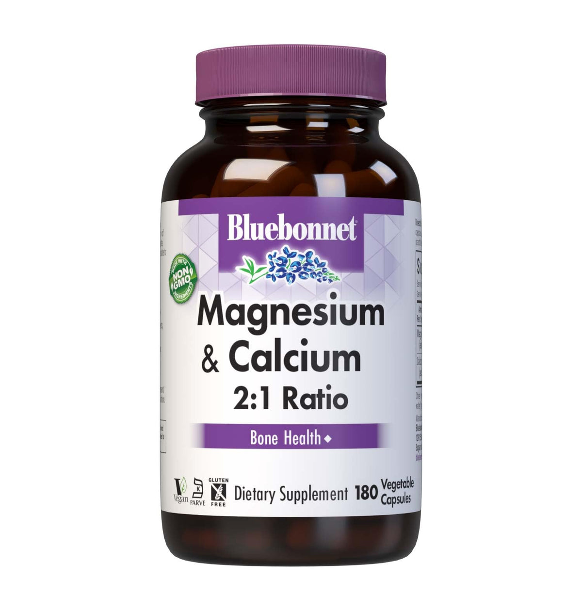 BlueBonnet Magnesium & Calcium 2:1 Ratio Vegetable Capsules bottle front view