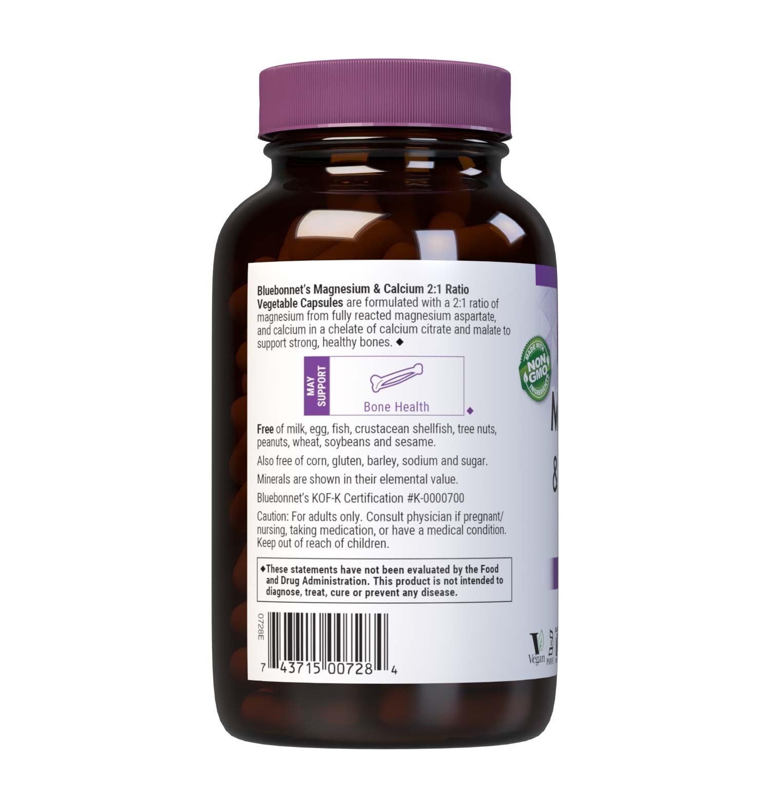BlueBonnet Magnesium & Calcium capsules with serving suggestion