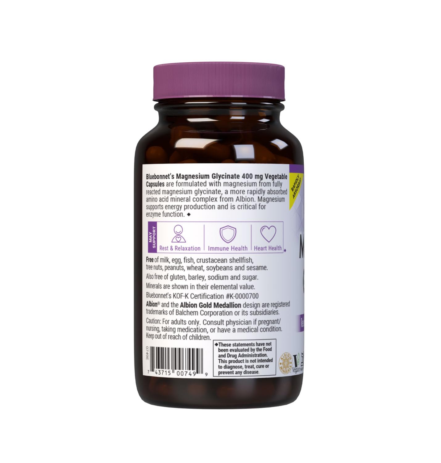 BlueBonnet Magnesium Glycinate capsules with natural ingredients