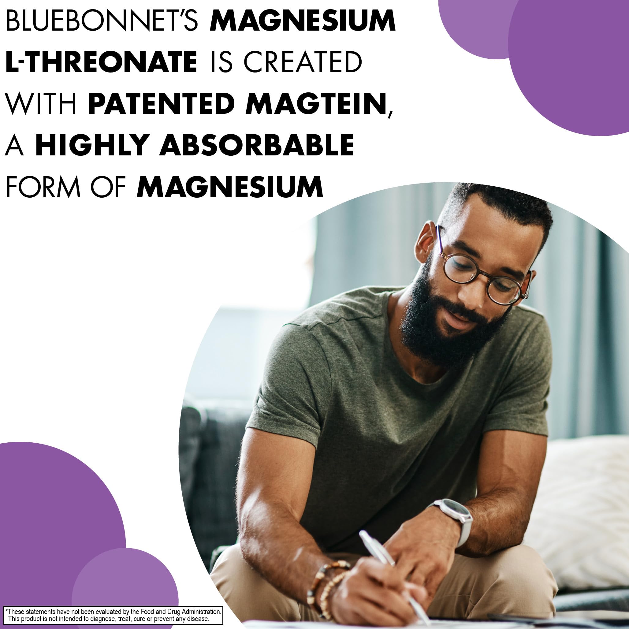 BlueBonnet Magnesium L-Threonate 144 mg bottle with label
