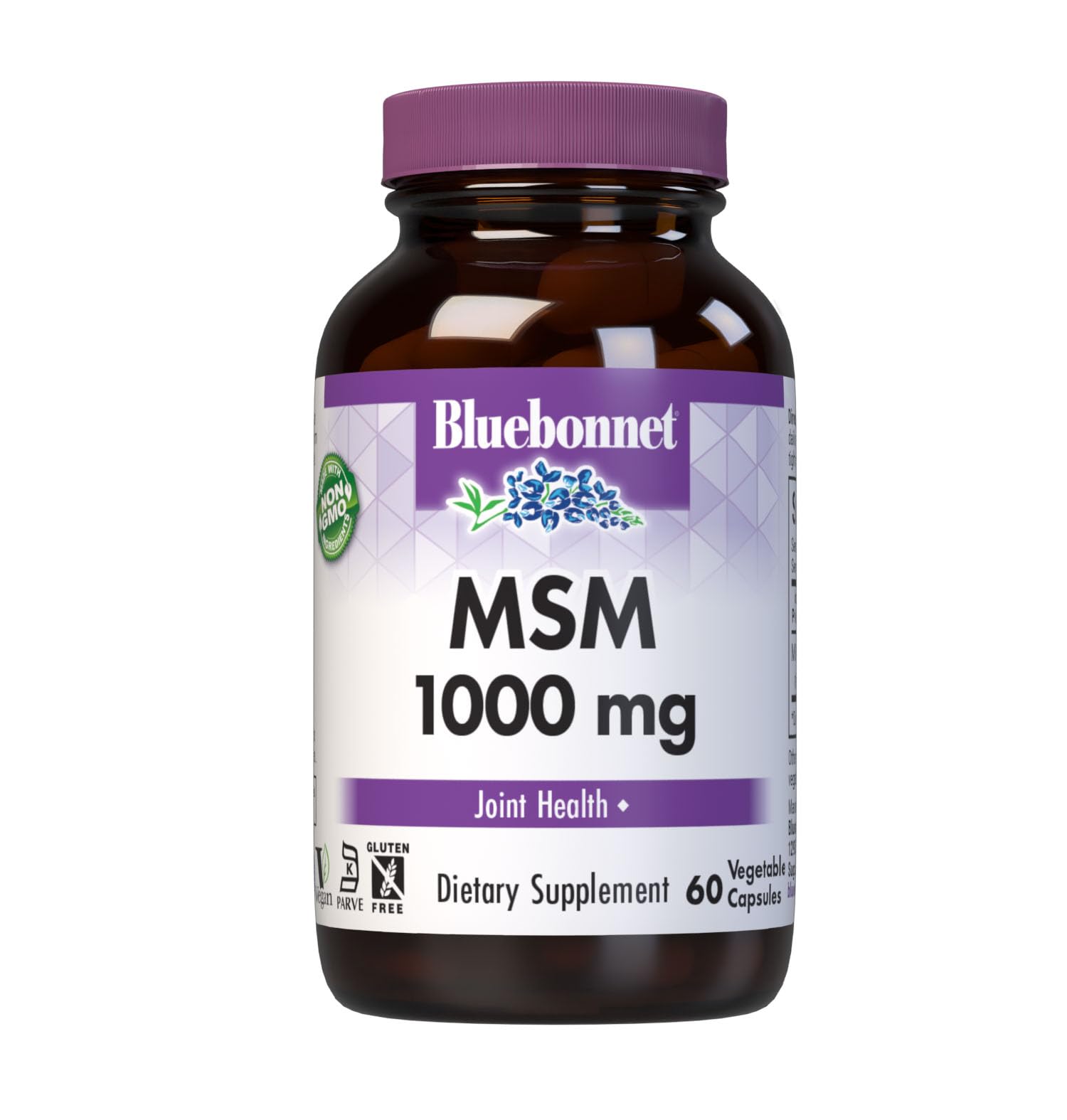 BlueBonnet MSM Joint Support 1000 mg vegetable capsules front view