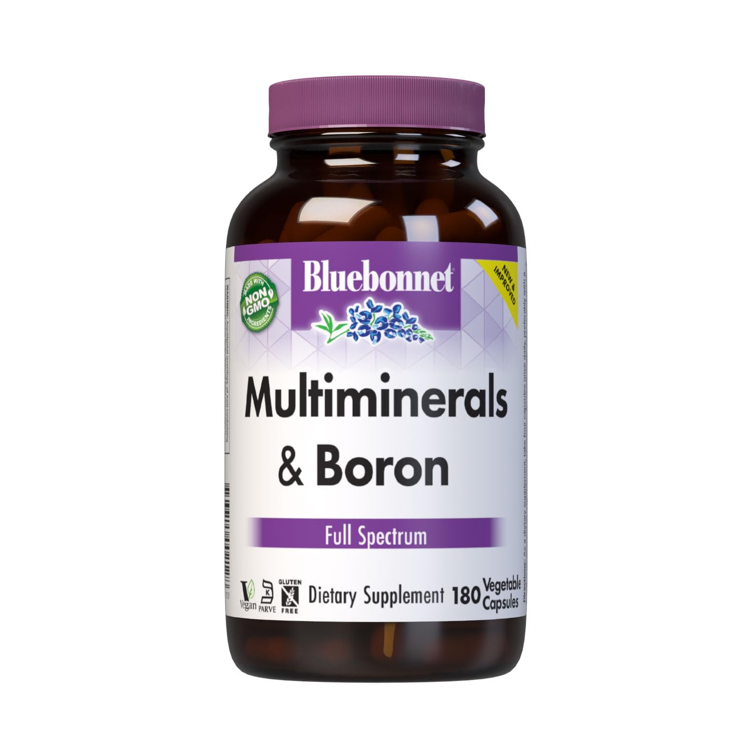 BlueBonnet Multiminerals & Boron 180 Vegetable Capsules front view