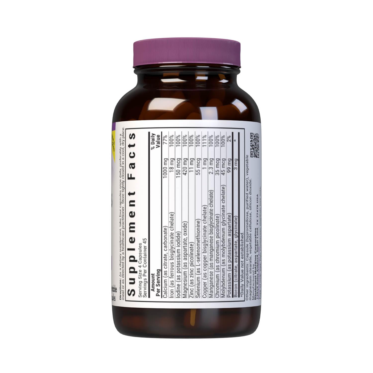 BlueBonnet Multiminerals & Boron 180 Vegetable Capsules side view