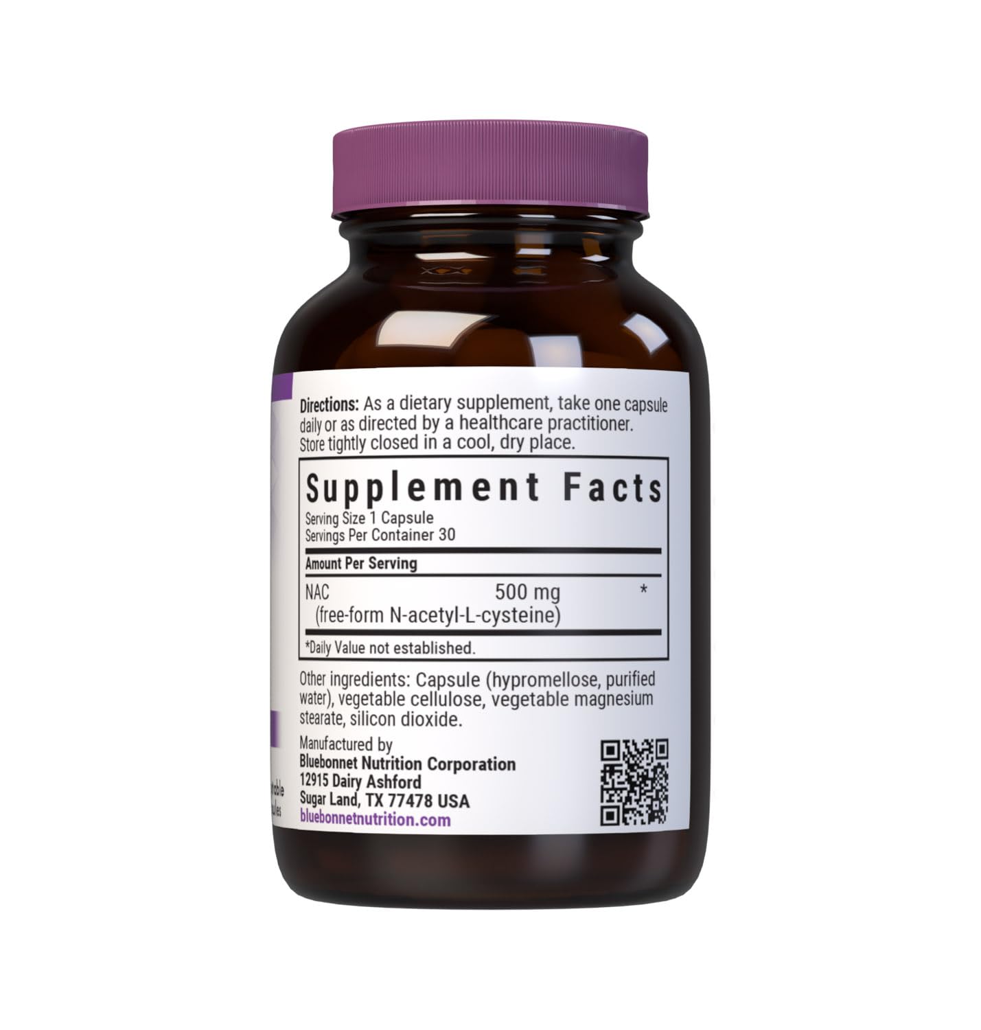 BlueBonnet N-Acetyl-L-Cysteine 500 mg capsules with packaging