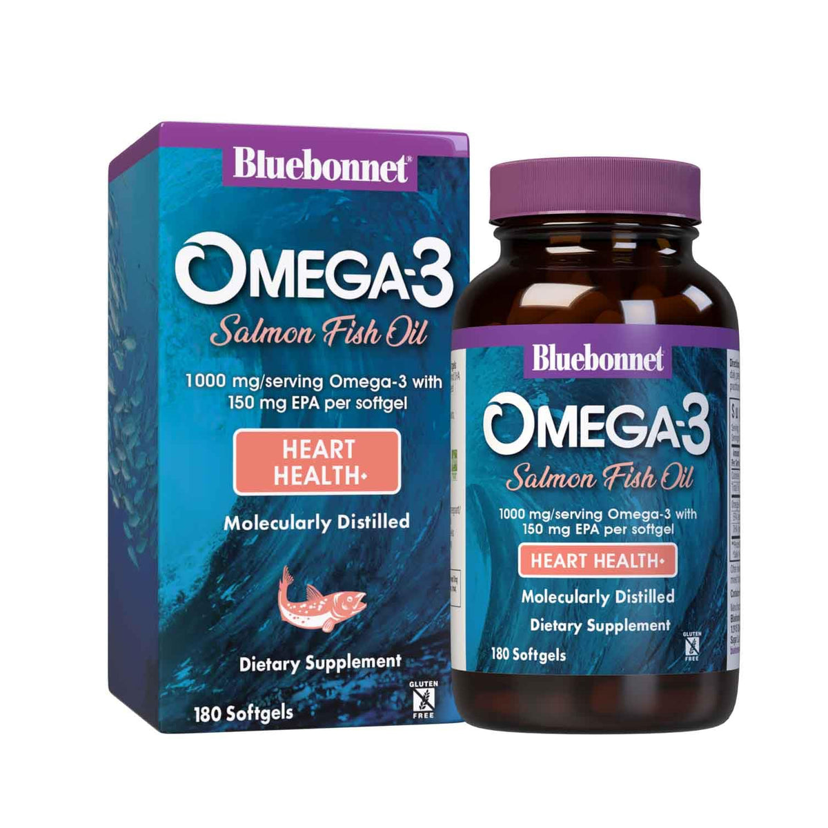 BlueBonnet Omega-3 Fish Oil 1000 mg softgel bottle front view