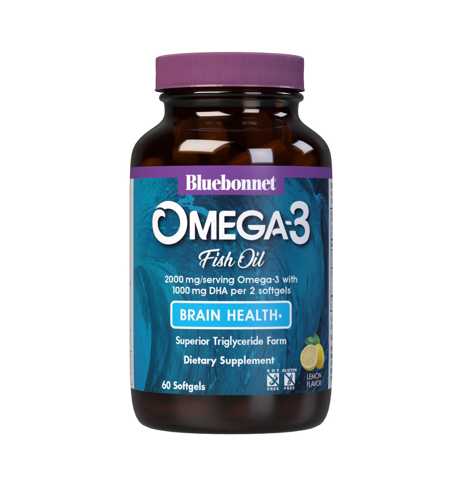 BlueBonnet Omega-3 Fish Oil Brain Health Softgels front view