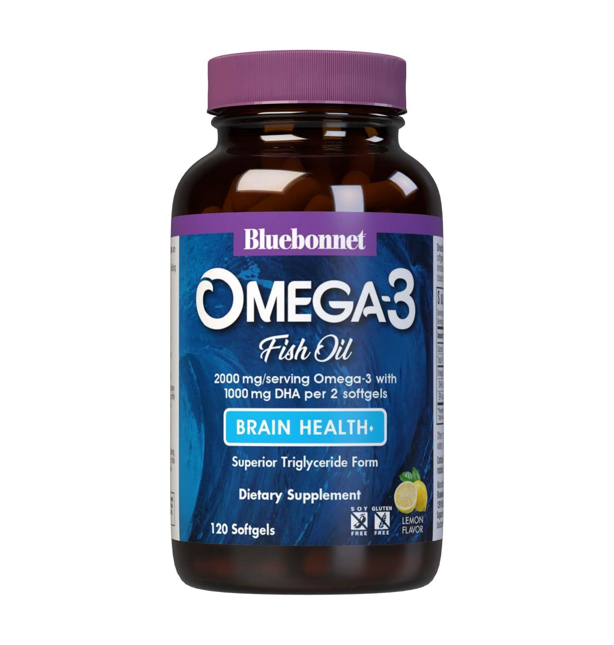 BlueBonnet Omega-3 Fish Oil Brain Health Softgels front view