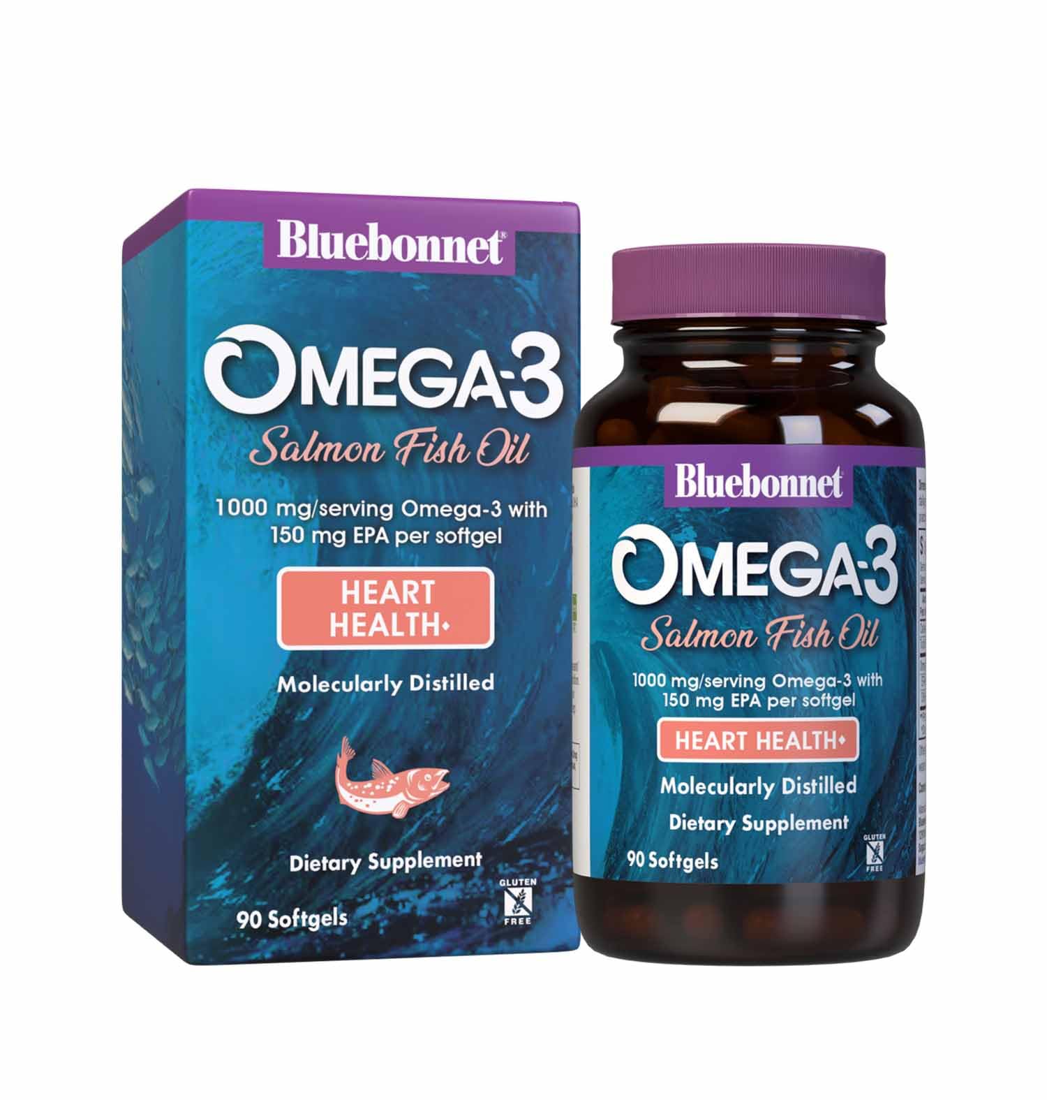 BlueBonnet Omega-3 Salmon Oil Softgels 1000mg front view