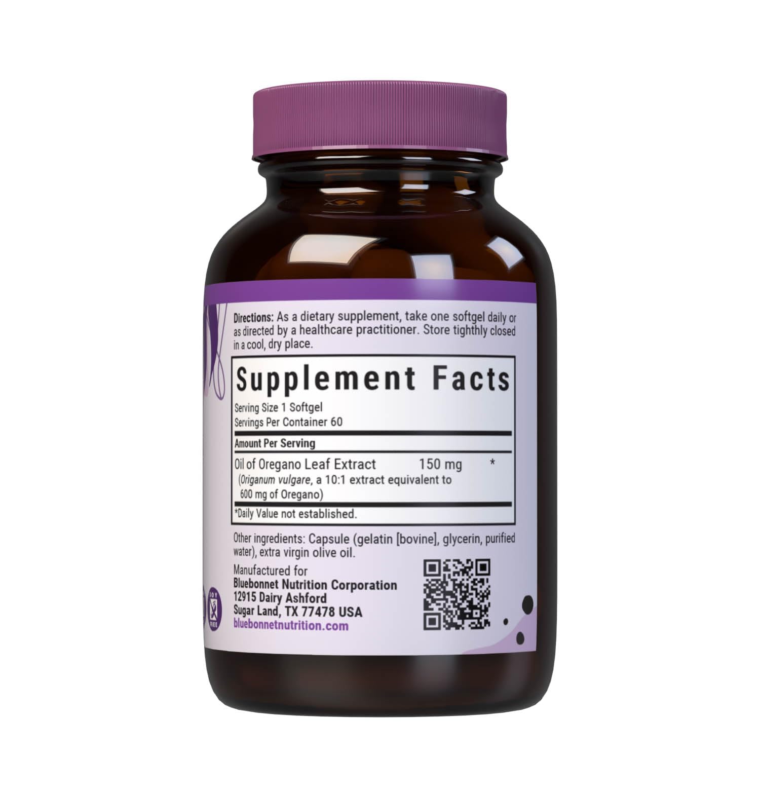 BlueBonnet Oregano Oil Softgels 150mg side view