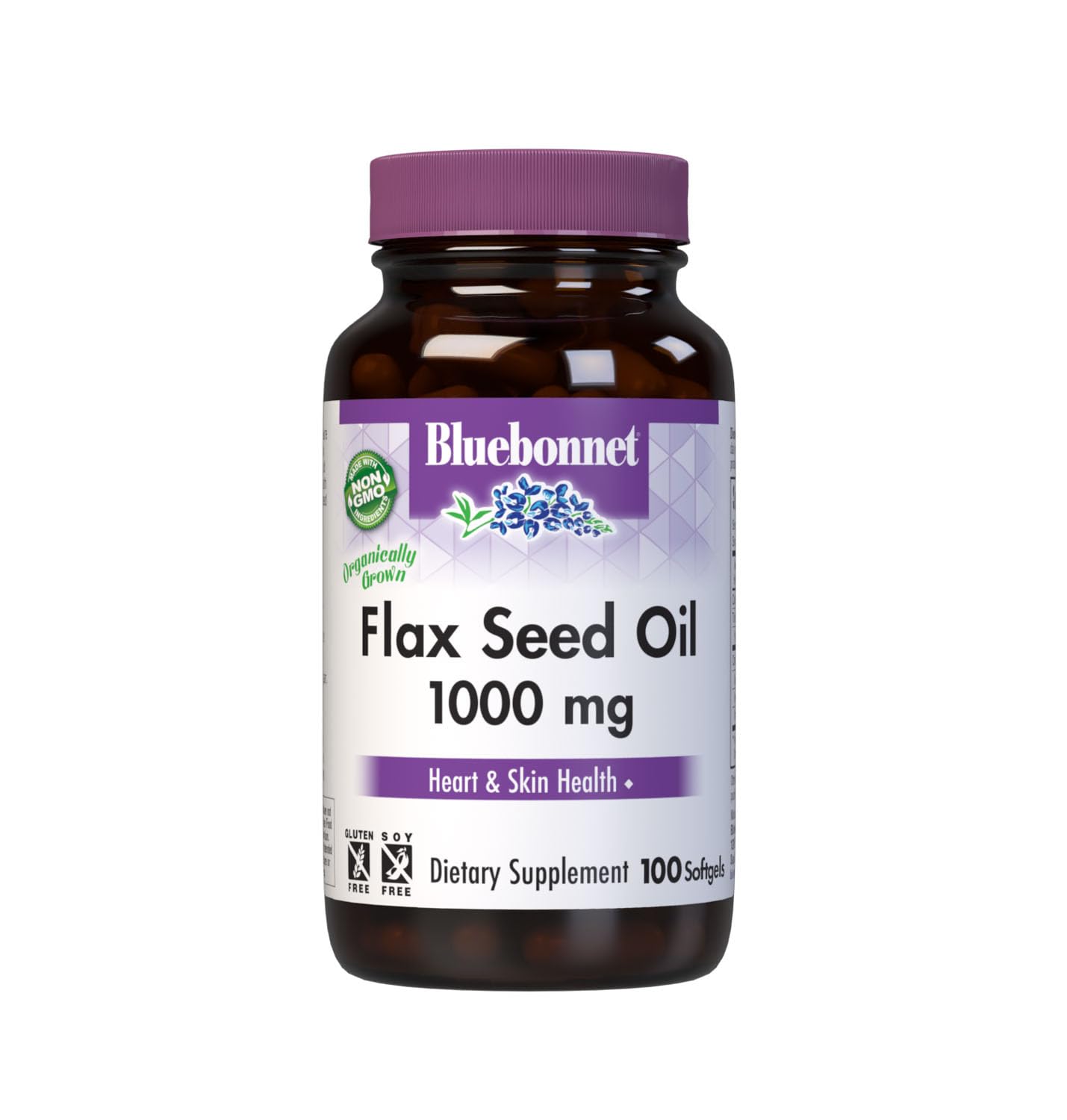 BlueBonnet Organic Flax Seed Oil Softgels front view