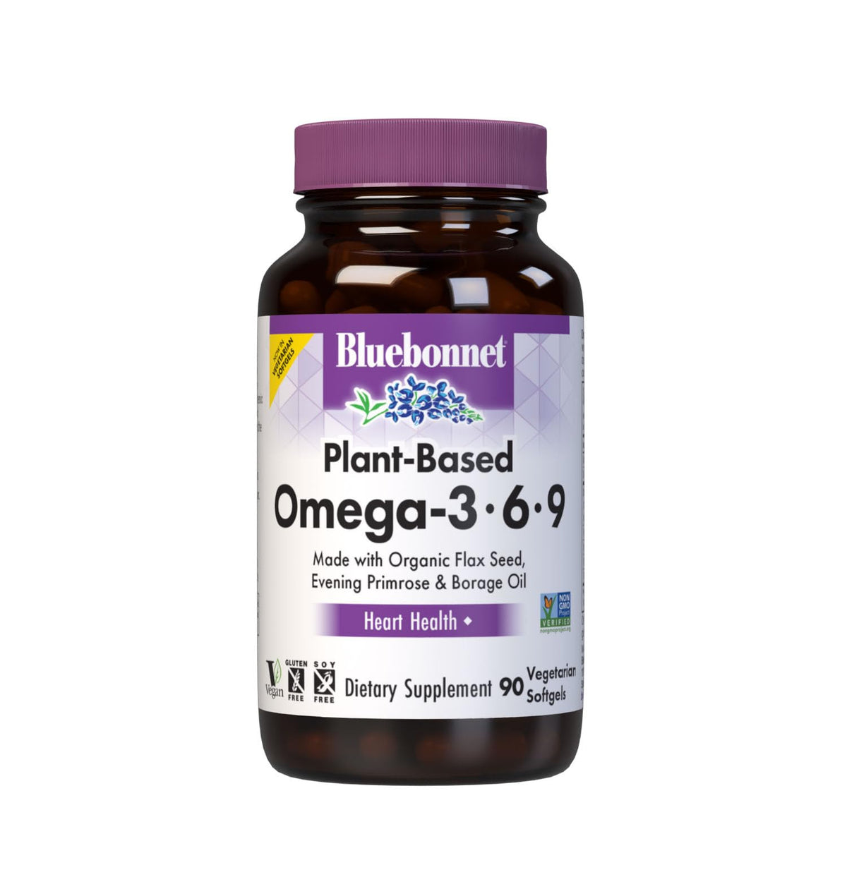 BlueBonnet Plant-Based Omega 3-6-9 Softgels bottle front view