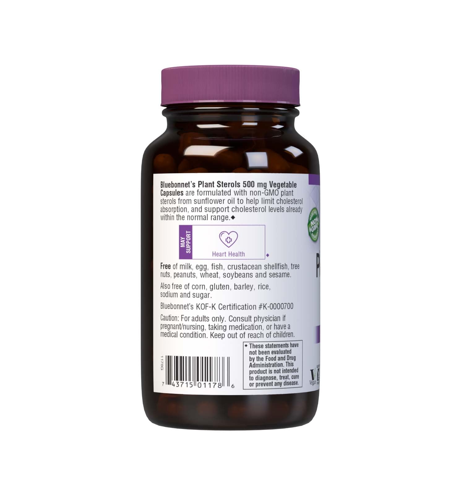 BlueBonnet Plant Sterols 500 mg vegetable capsules packaging