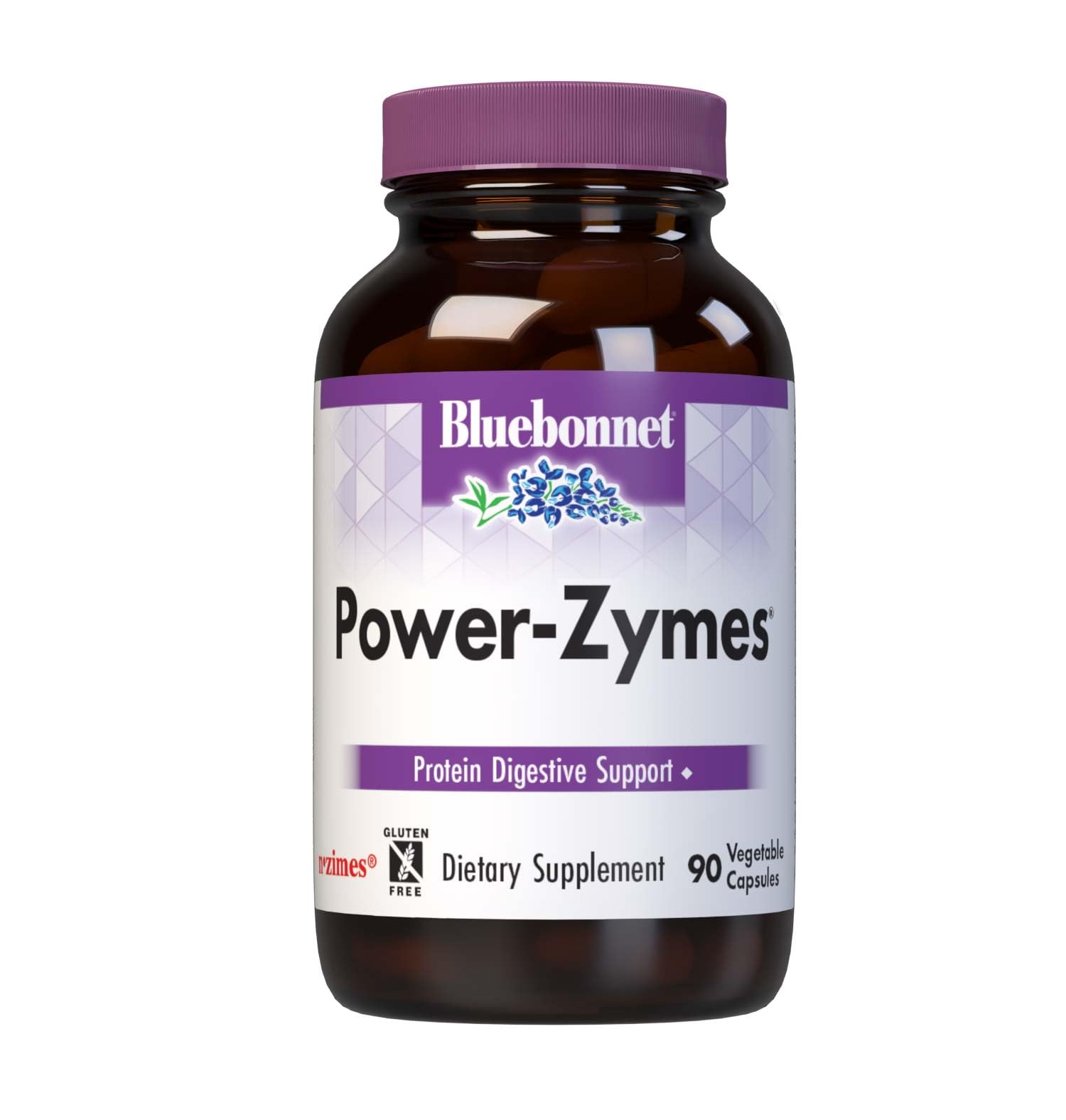 BlueBonnet Power-Zymes 90 Vegetable Capsules front view