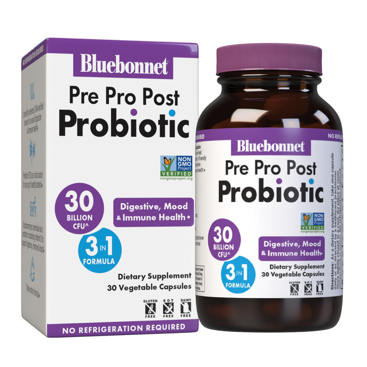 BlueBonnet Pre Pro Post Probiotic Vegetable Capsules front view