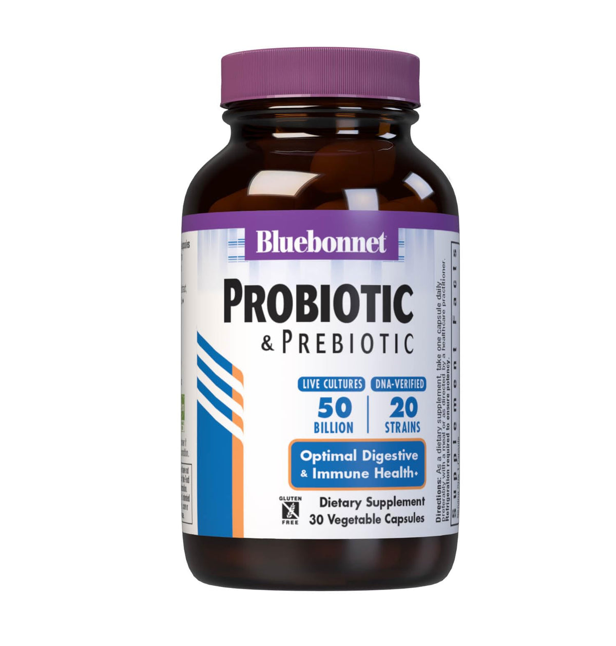 BlueBonnet Probiotic & Prebiotic Vegetable Capsules 30 count front view