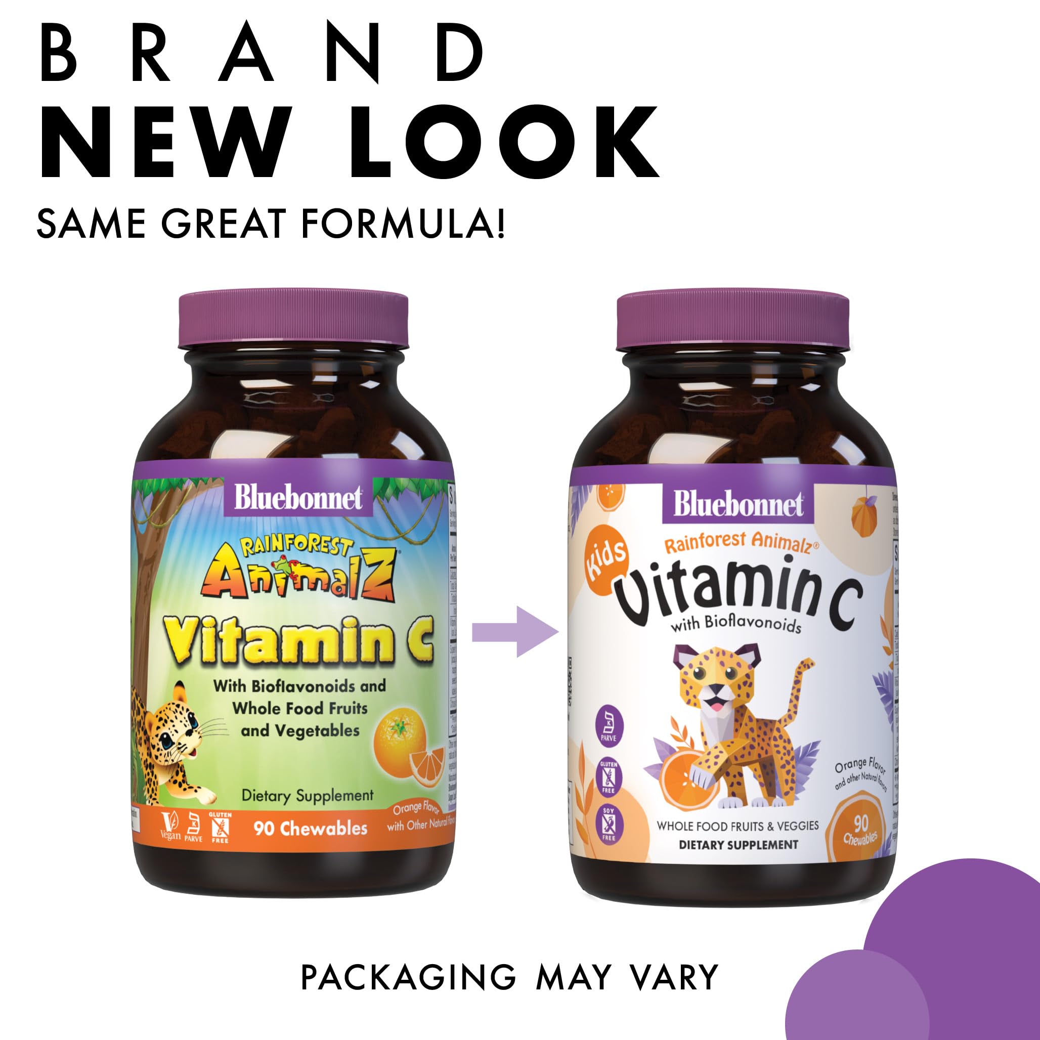 BlueBonnet Rainforest Animalz Vitamin C 250mg tablets displayed on a table