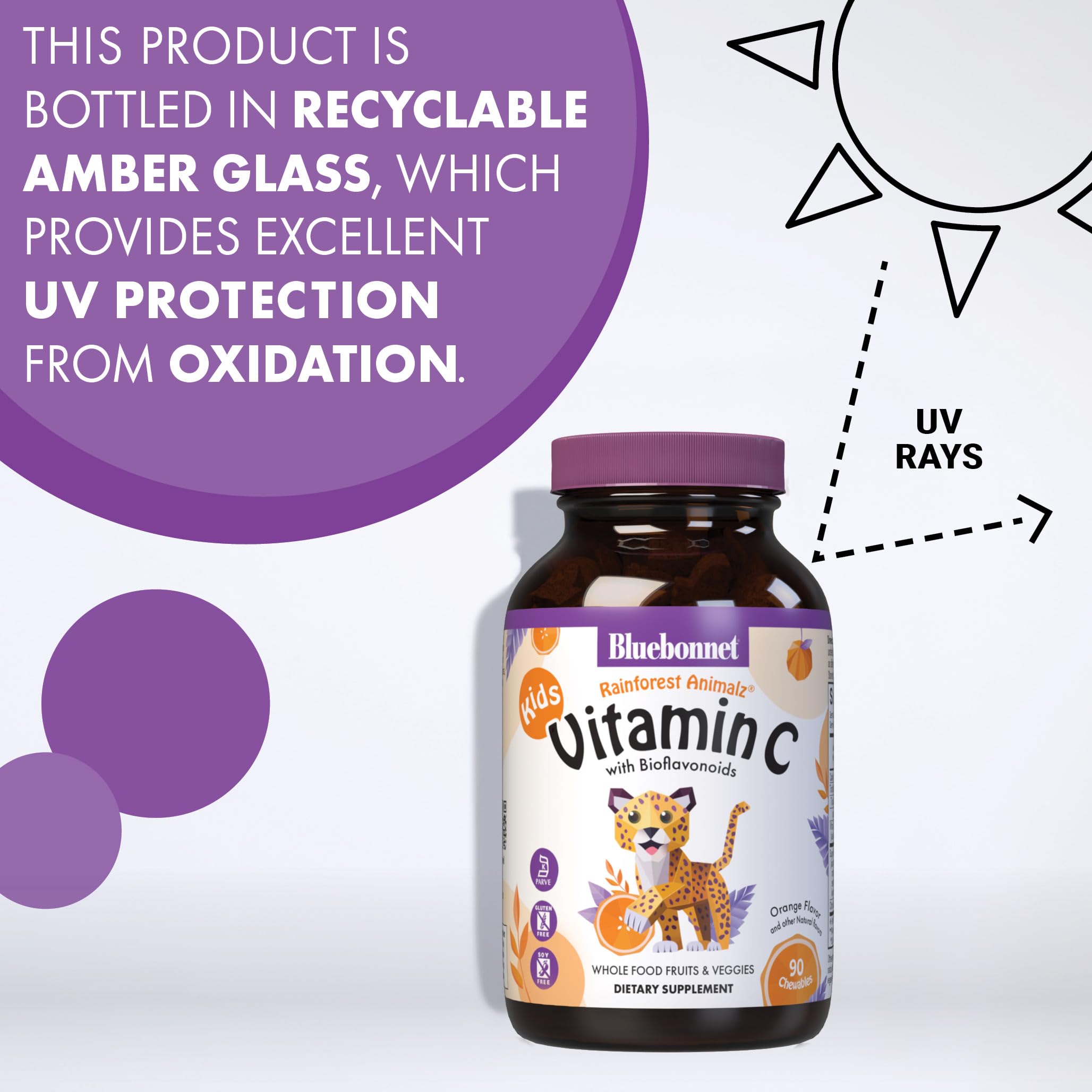 BlueBonnet Rainforest Animalz Vitamin C 250mg tablets in a child's hand