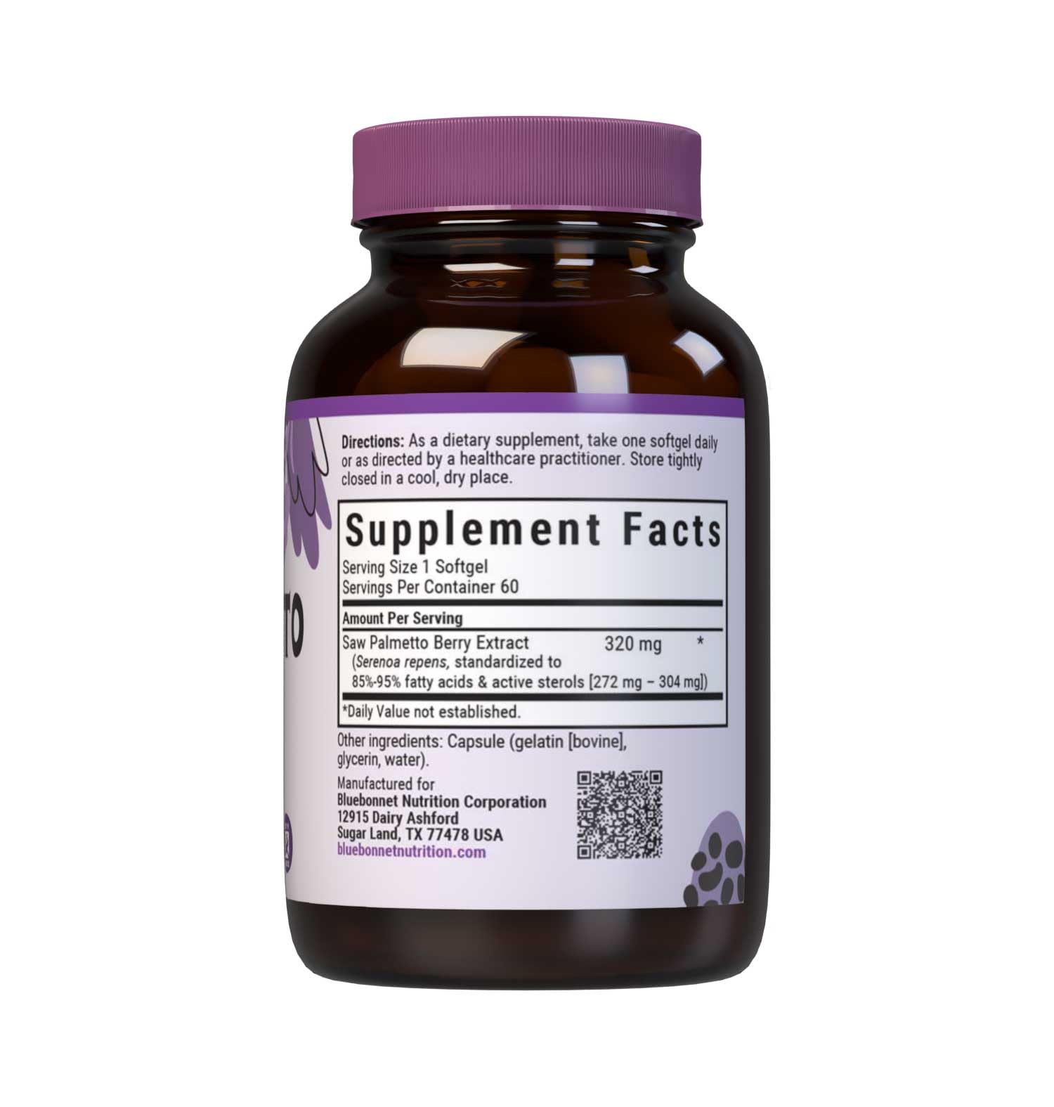 BlueBonnet Saw Palmetto softgels showing gel capsule