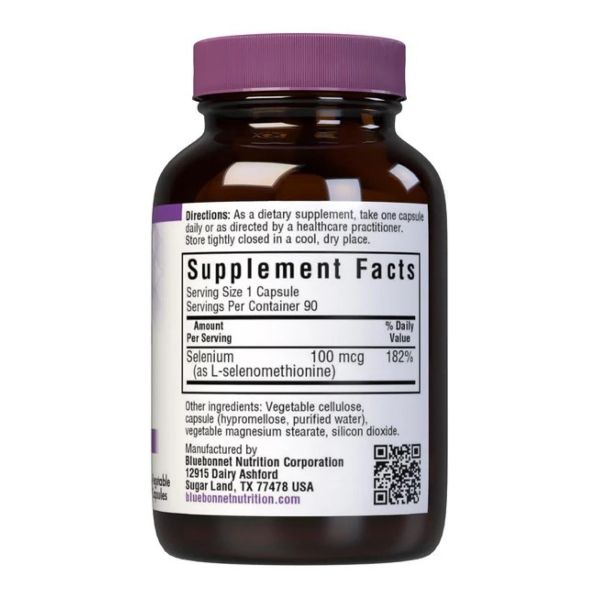 BlueBonnet Selenium 100 mcg bottle with 90 vegetable capsules