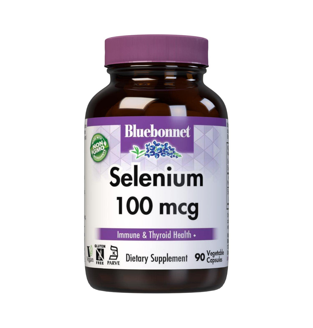 BlueBonnet Selenium 100 mcg vegetable capsules front view