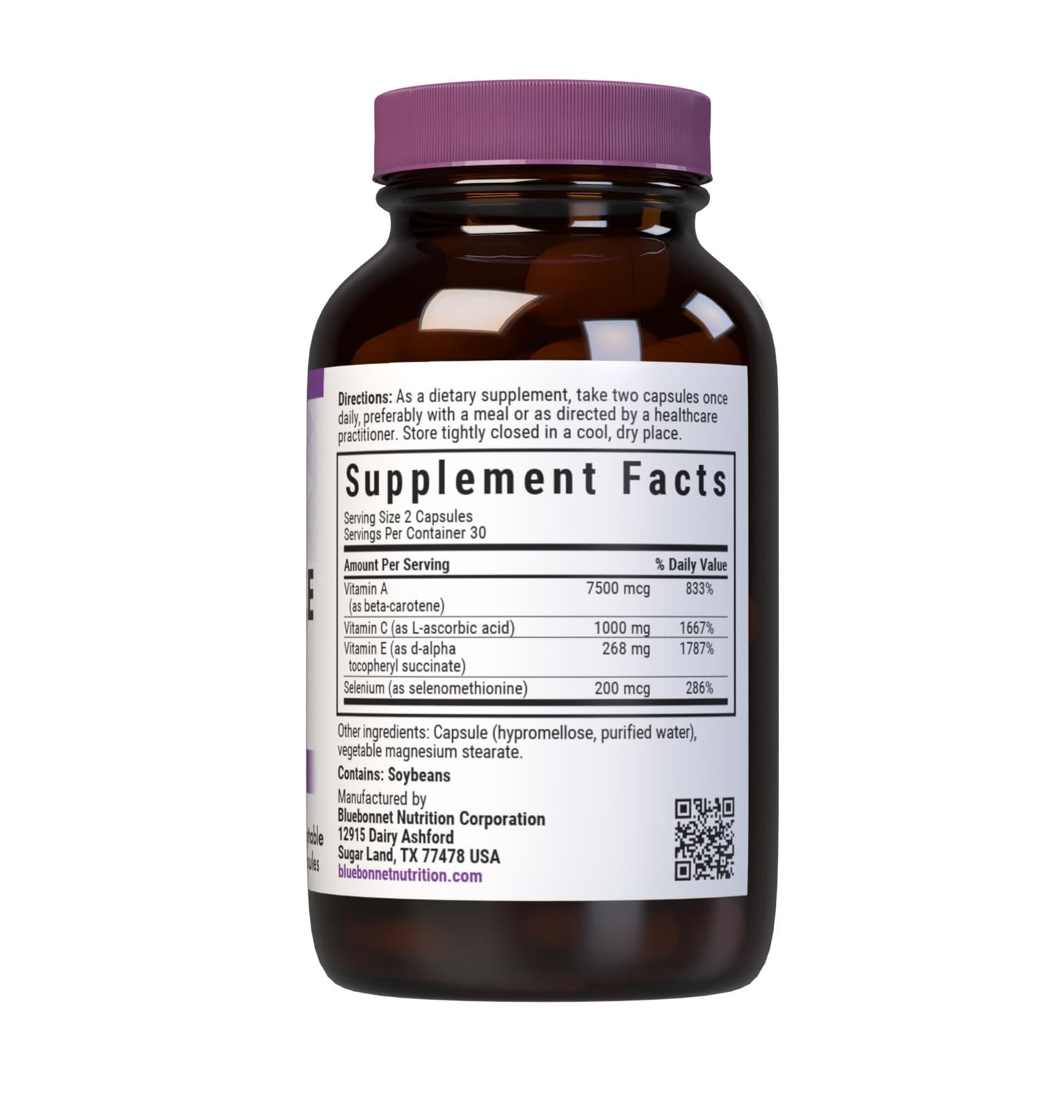 BlueBonnet Selenium 200 mcg 60 Vegetable Capsules side view