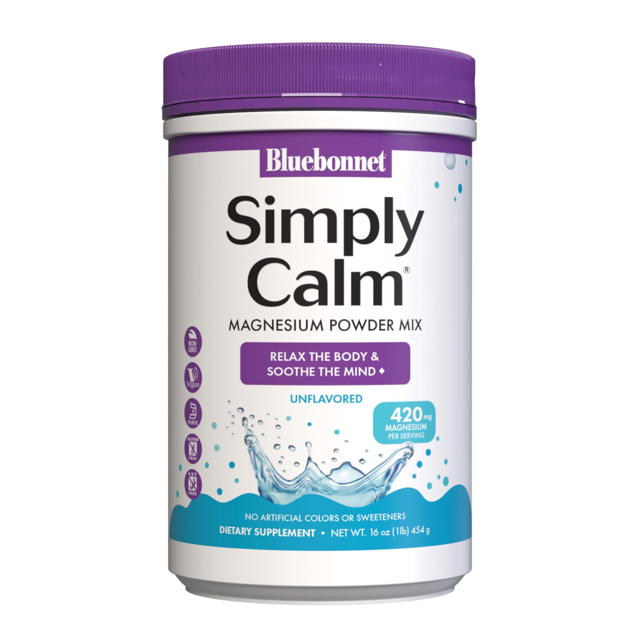 BlueBonnet Simply Calm Magnesium Powder 16 oz front view