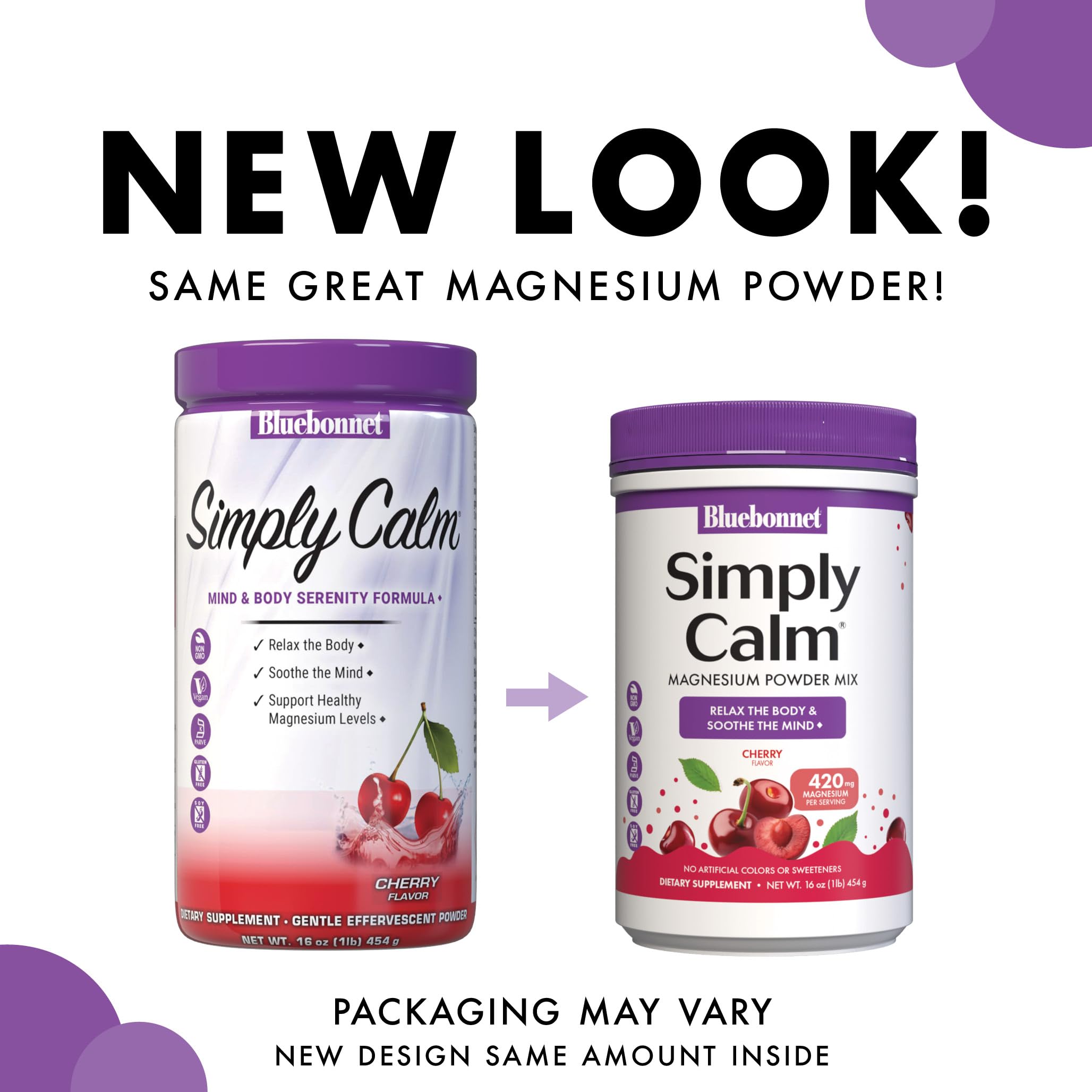 BlueBonnet Simply Calm Powder 1 lb back view with ingredient list