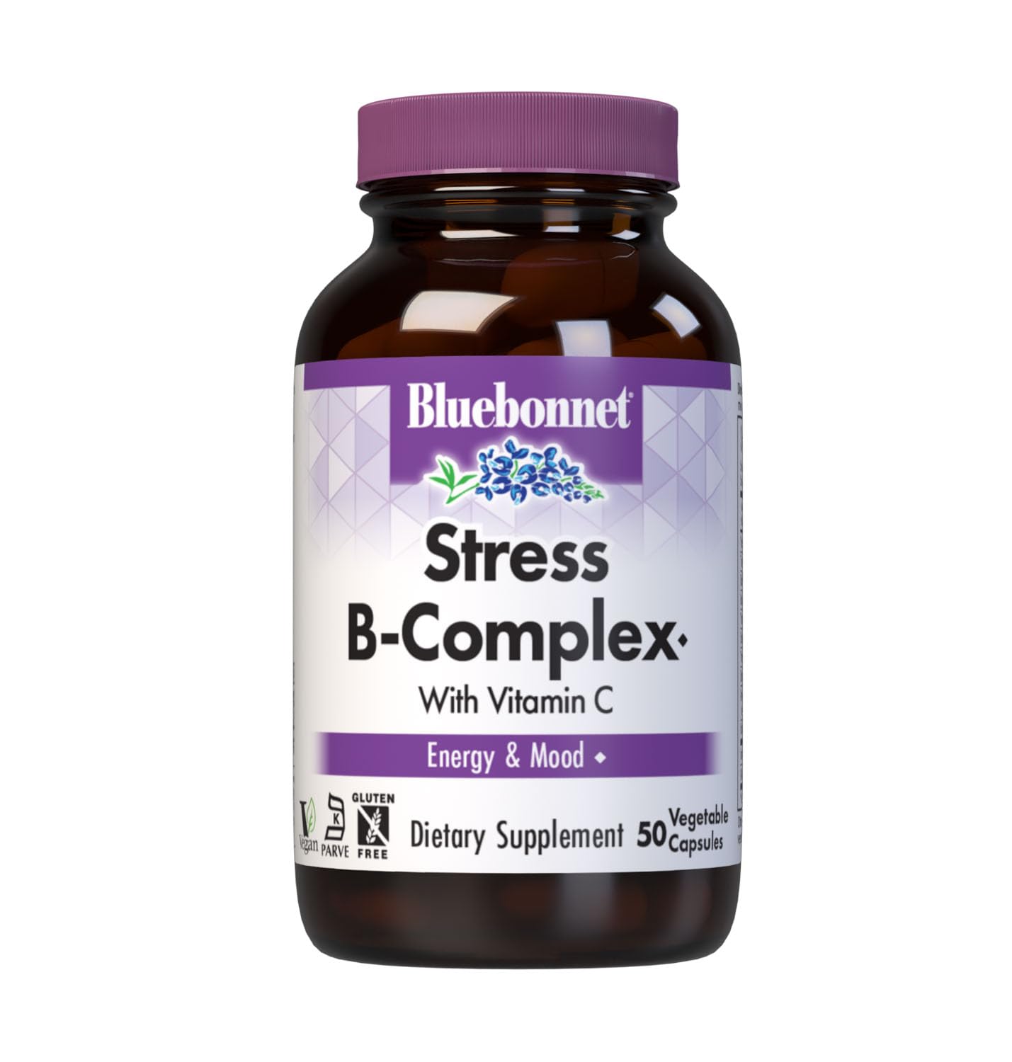 BlueBonnet Stress B-Complex 50 Vegetable Capsules front view