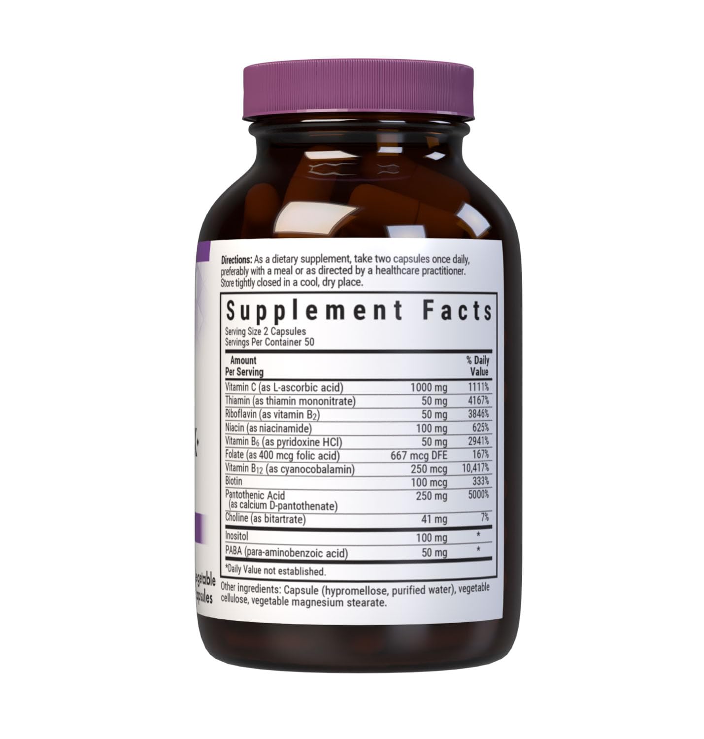 BlueBonnet Stress B-Complex Capsules side view showing packaging details