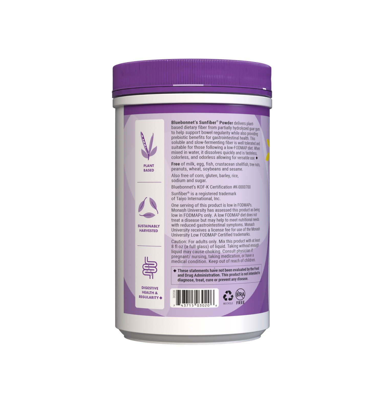 BlueBonnet Sunfiber Powder 299g eco-friendly packaging