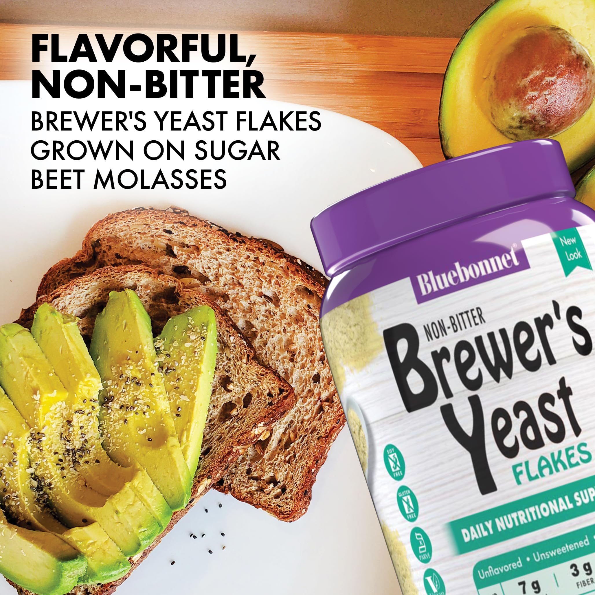 BlueBonnet Super Earth Brewer's Yeast Flakes 7.4 oz nutritional information