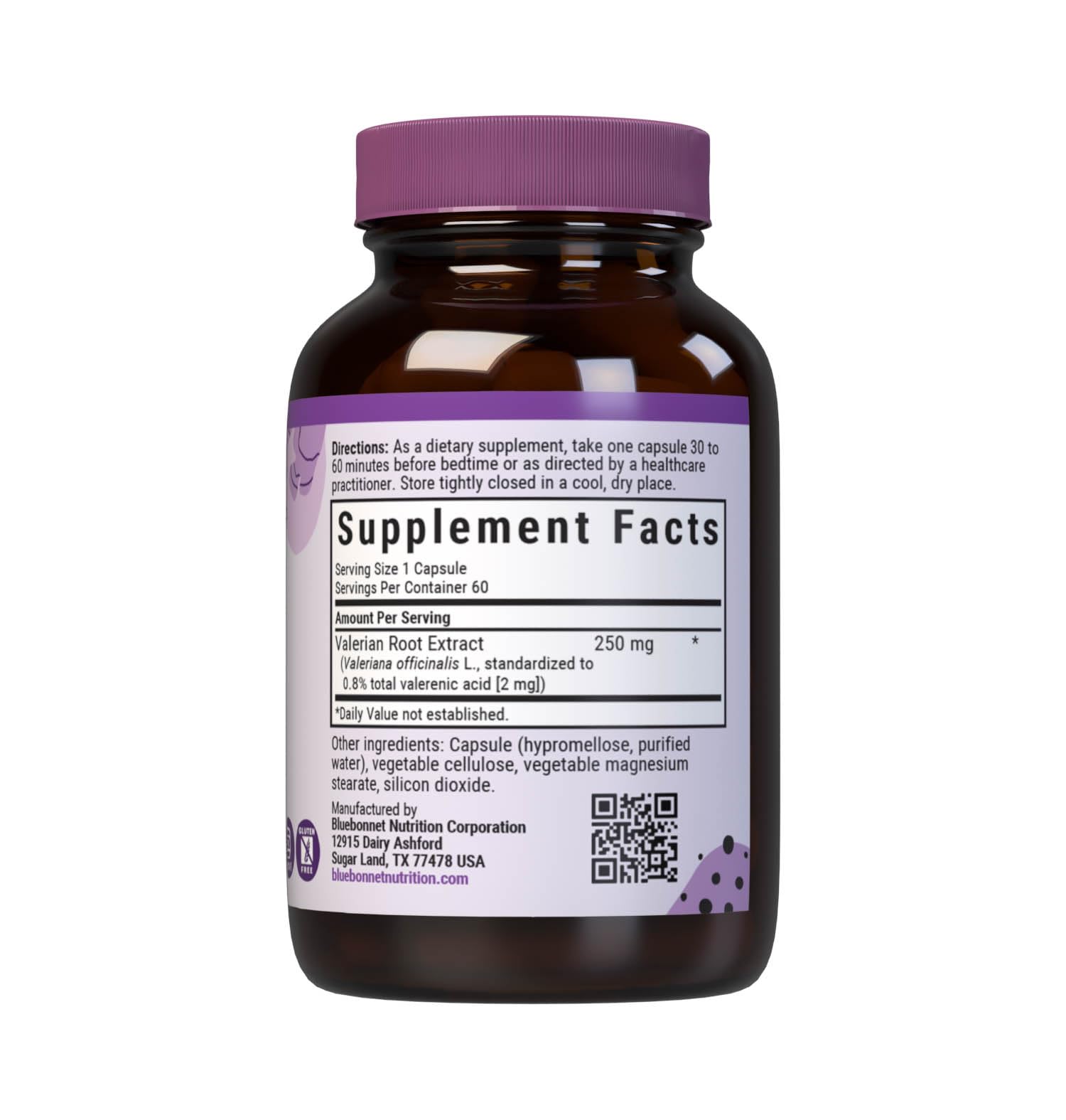 BlueBonnet Valerian Root Extract 250mg packaging side view