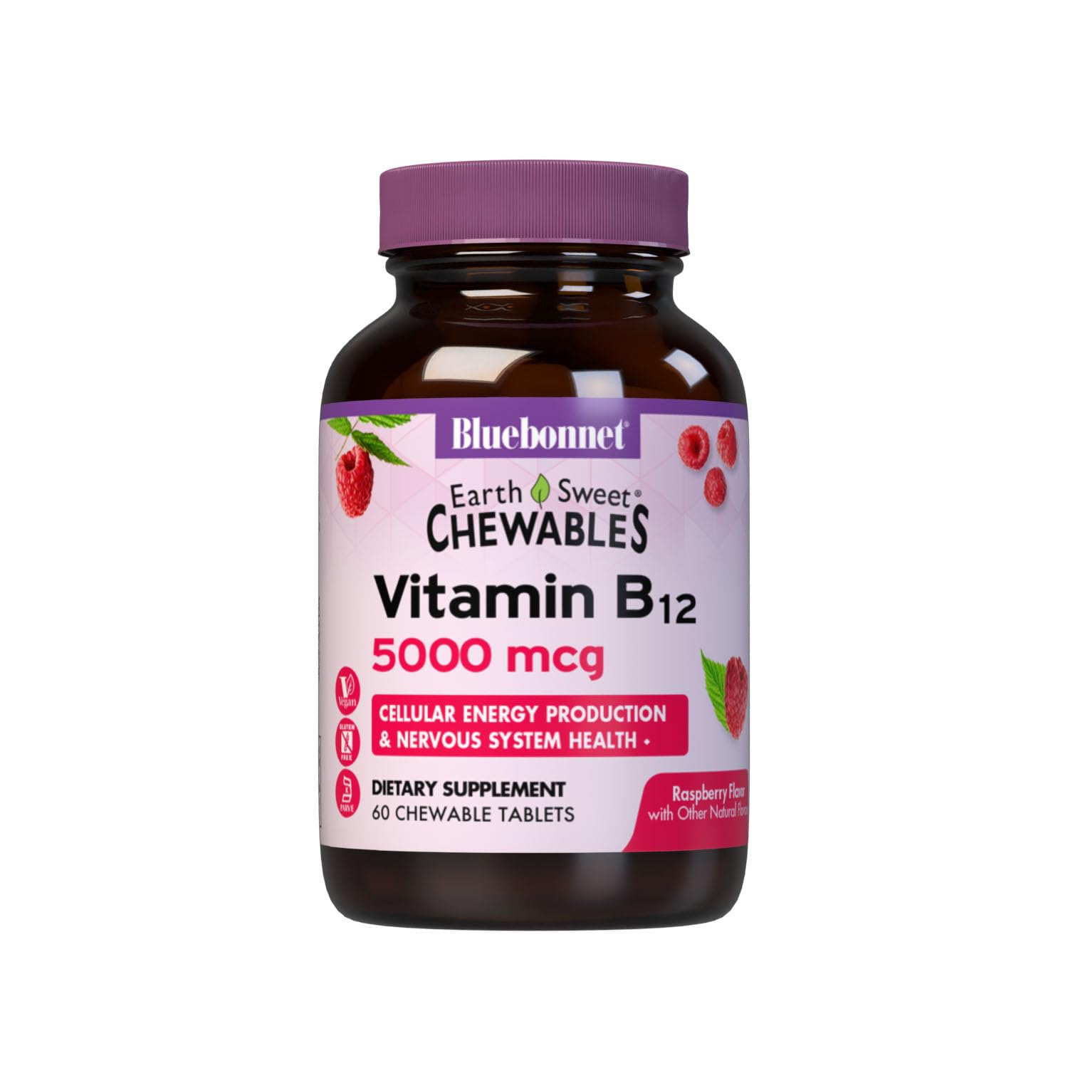 BlueBonnet Vitamin B12 Raspberry Chewable Tablets front view