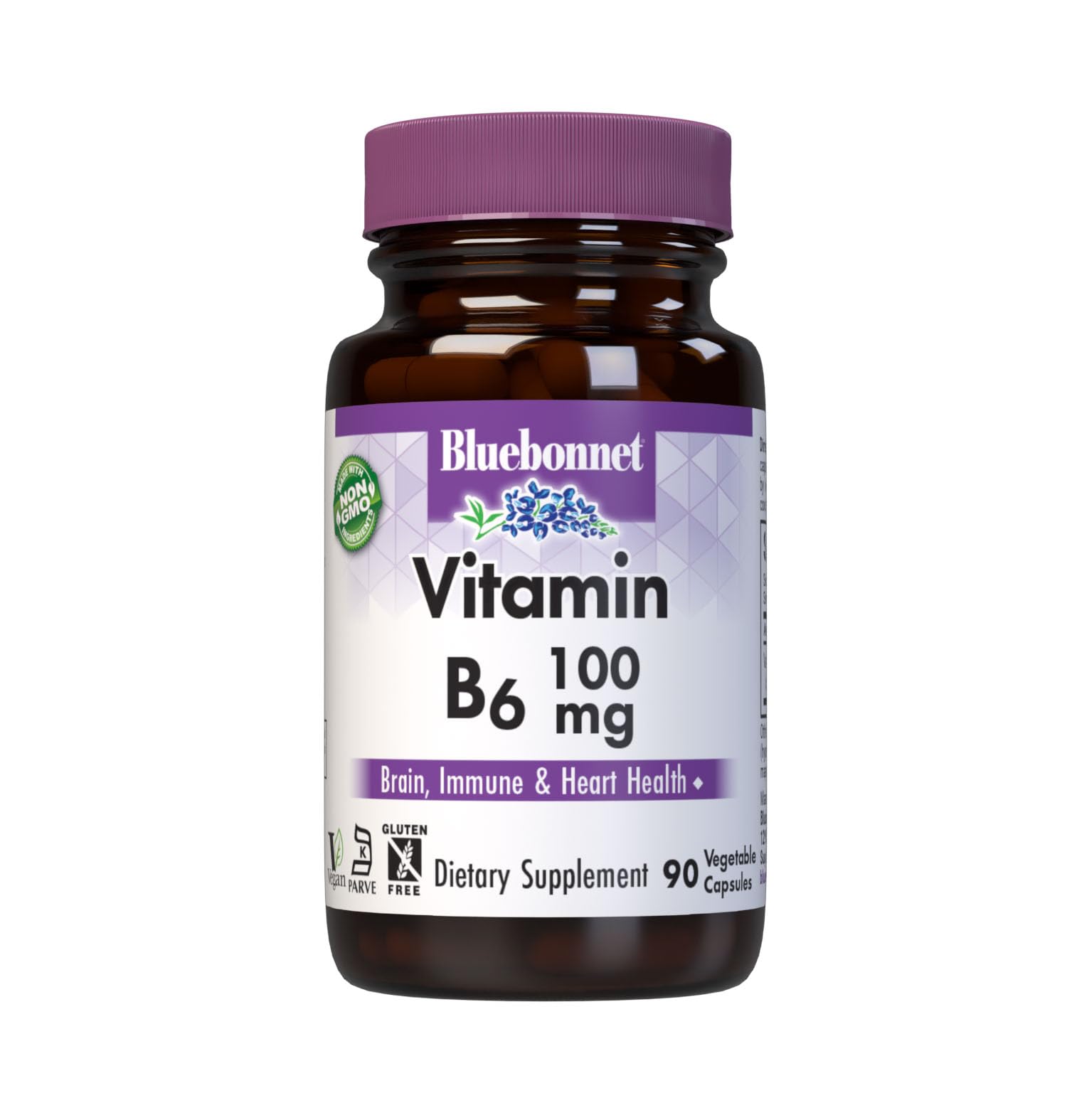 BlueBonnet Vitamin B6 100 mg Vegetable Capsules front view