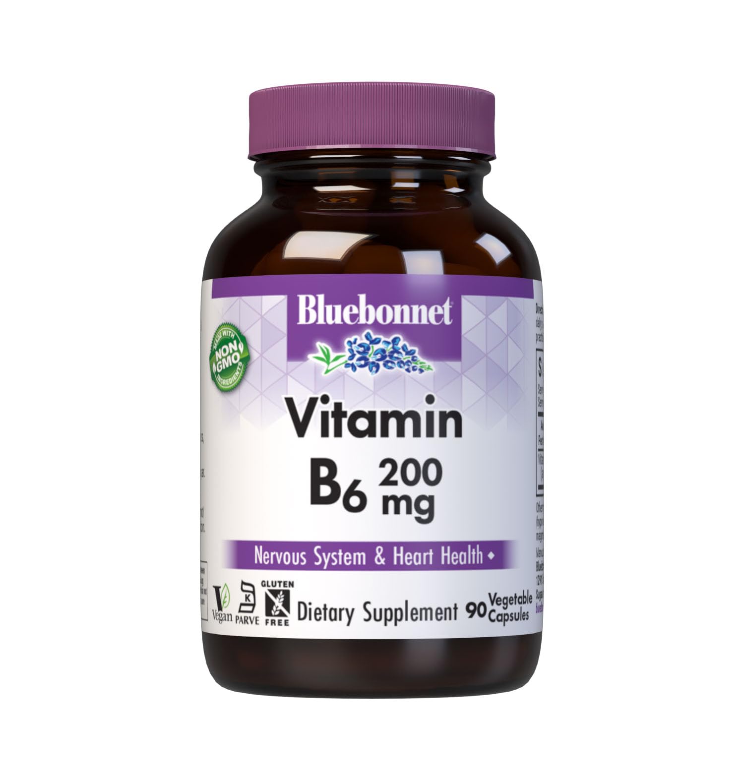 BlueBonnet Vitamin B6 200 mg Vegetable Capsules front view