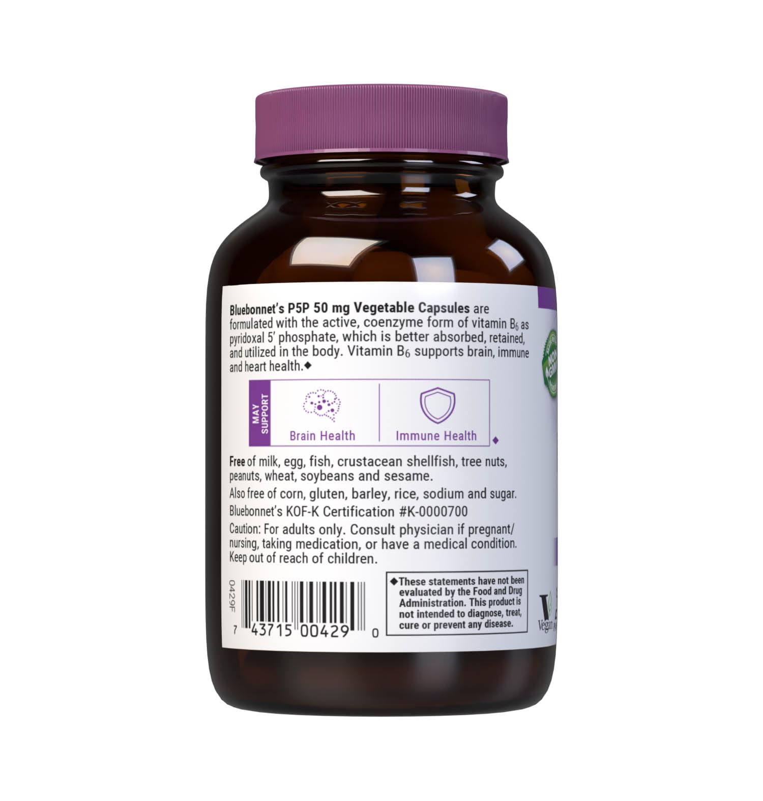 BlueBonnet Vitamin B6 50mg bottle with capsules on a wooden surface