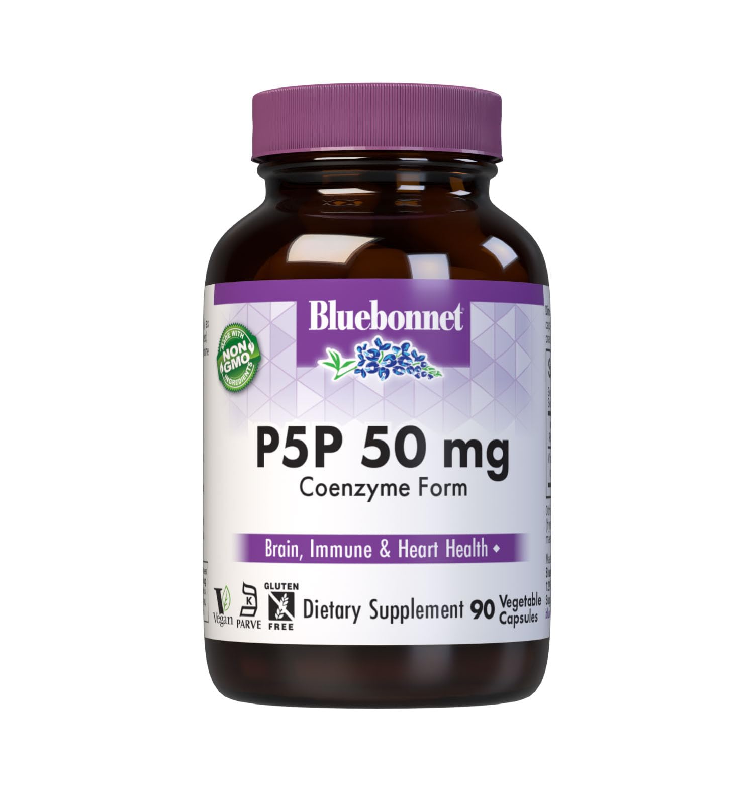BlueBonnet Vitamin B6 50mg Pyridoxal-5-Phosphate vegetable capsules front view