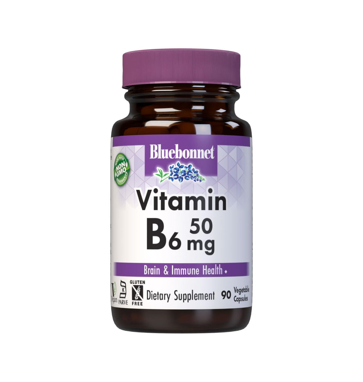 BlueBonnet Vitamin B6 50mg Vegetable Capsules front view