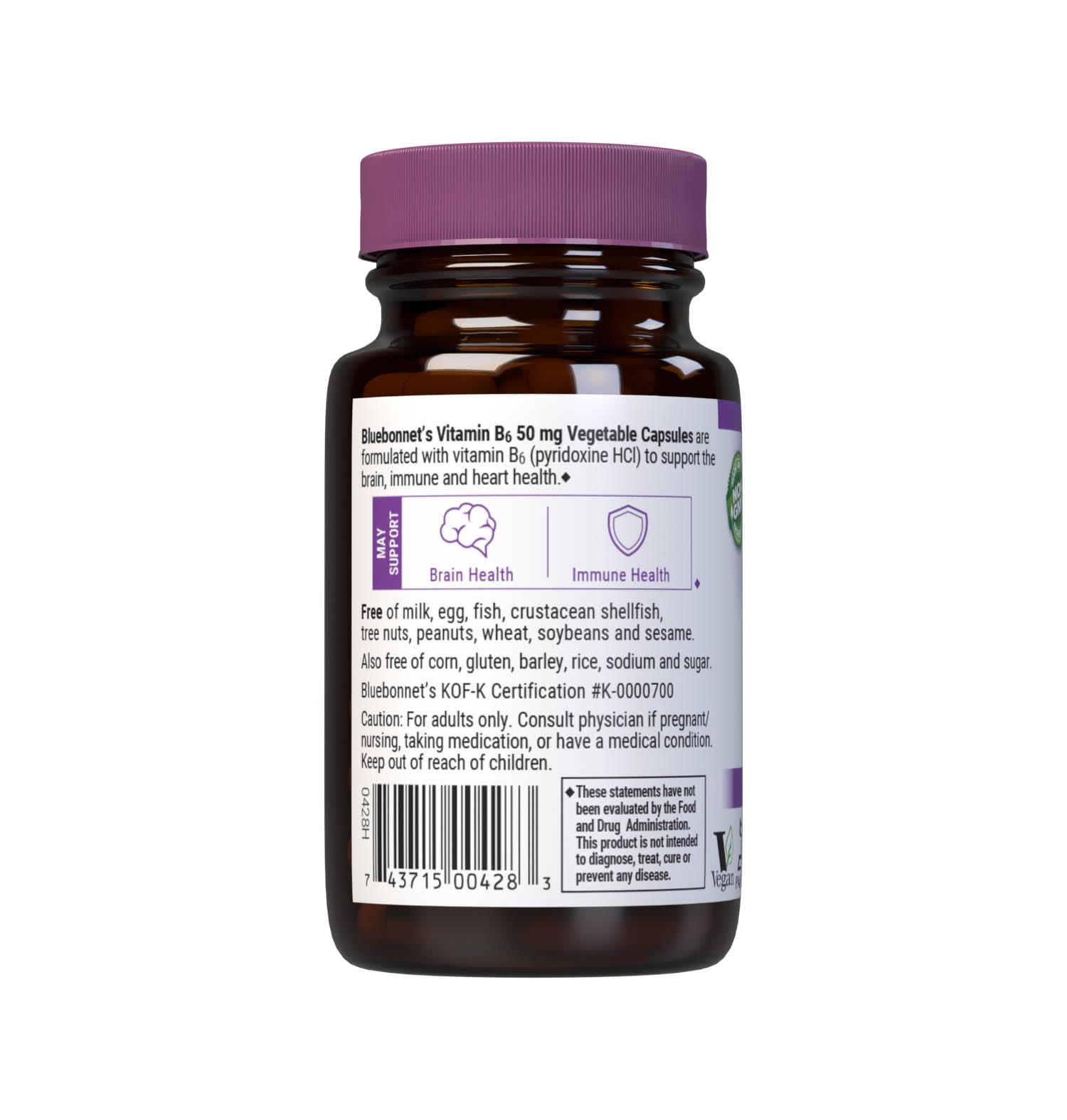 BlueBonnet Vitamin B6 50mg Vegetable Capsules with packaging