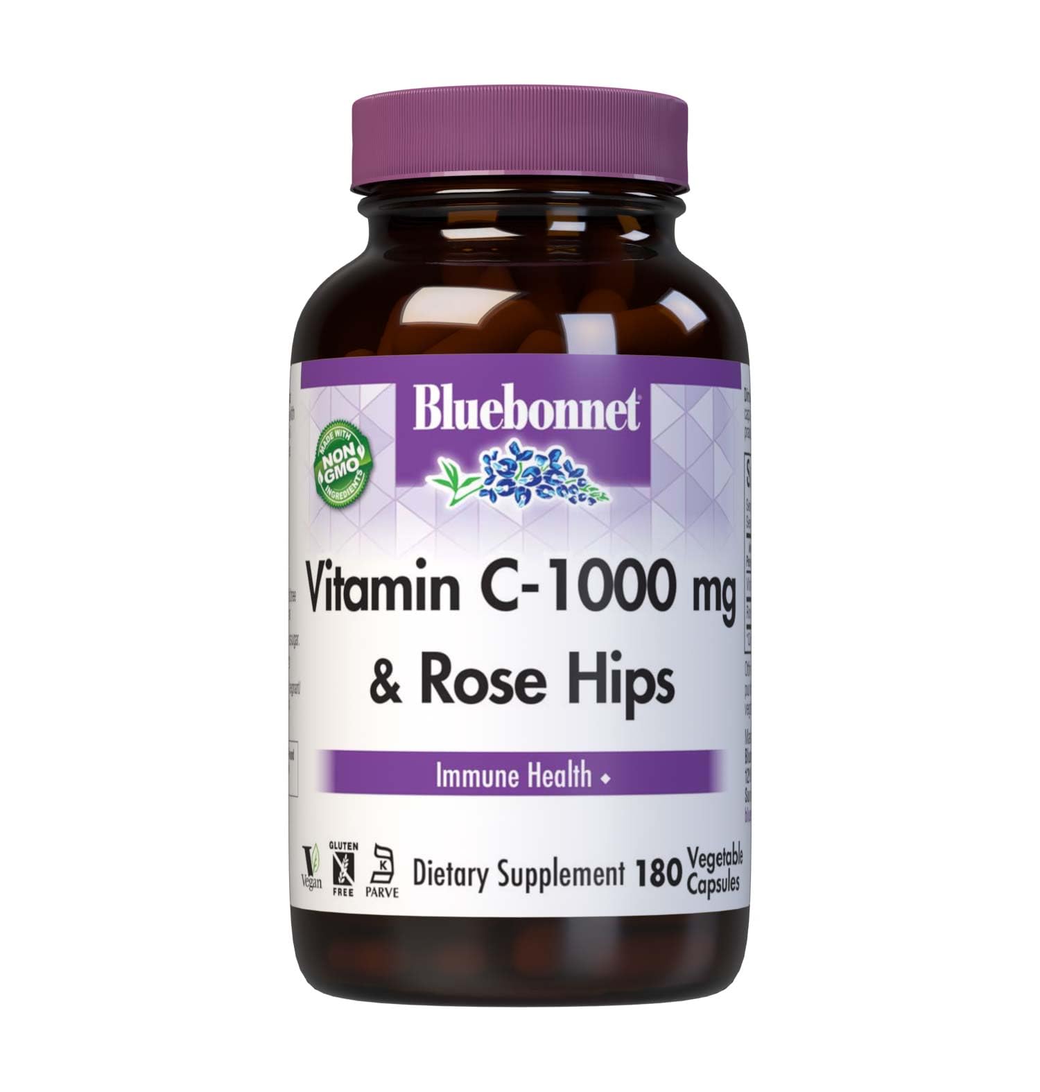 BlueBonnet Vitamin C 1000 mg Plus Rosehips vegetable capsules front view