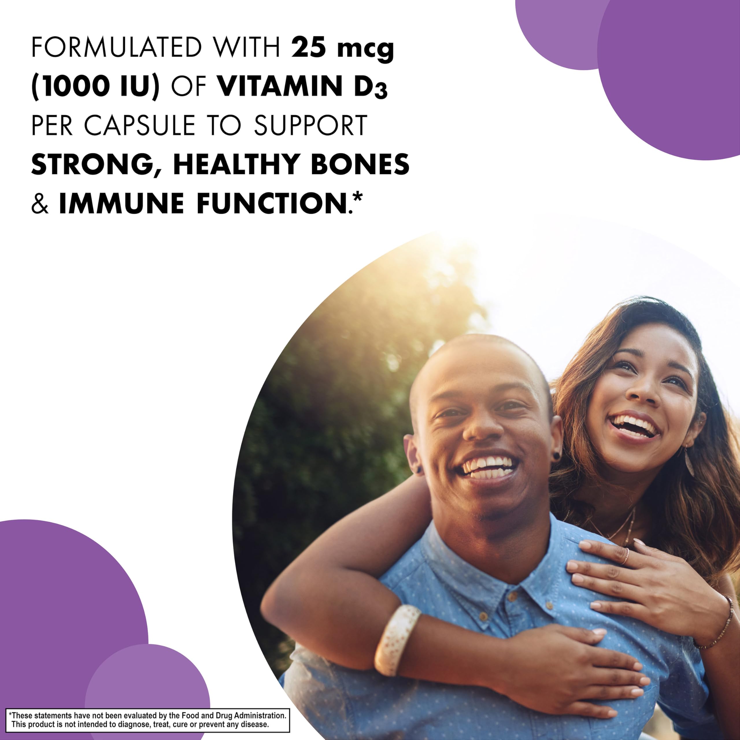 BlueBonnet Vitamin D3 1000 IU Vegetable Capsules side view