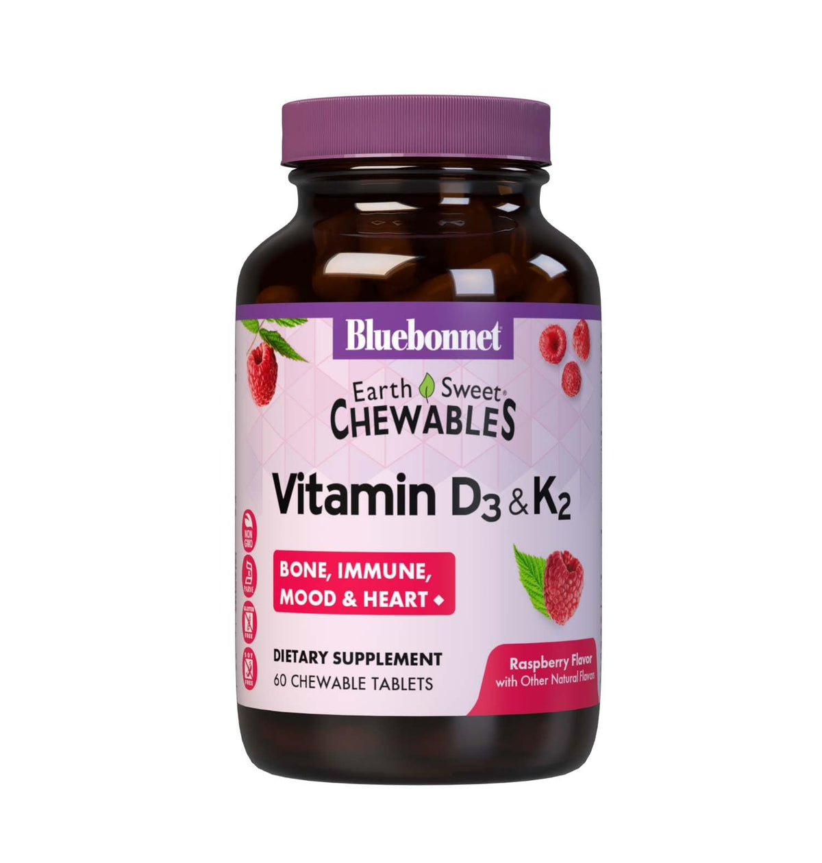BlueBonnet Vitamin D3 & K2 chewable tablets front view