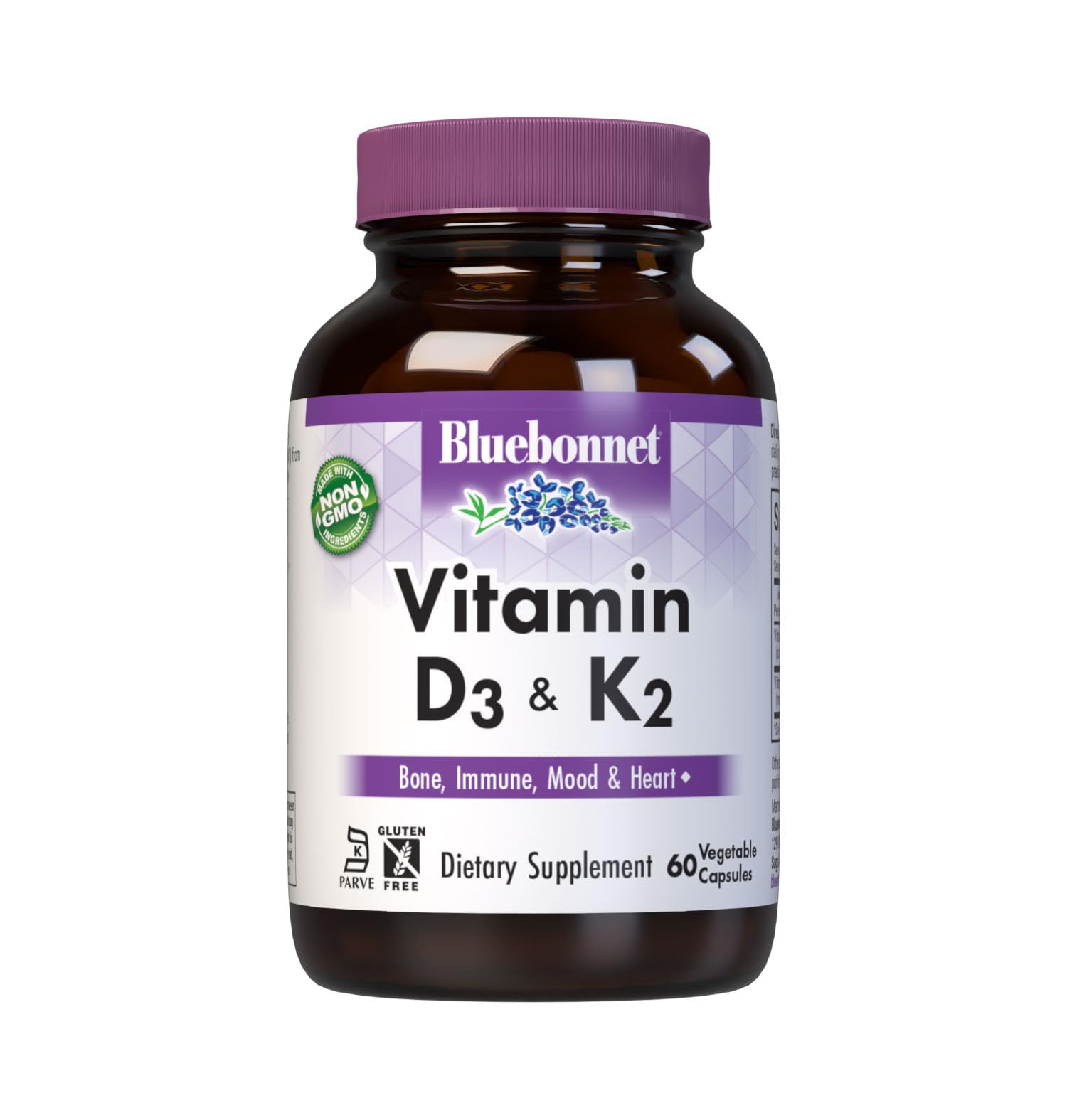 BlueBonnet Vitamin D3 & K2 Combination 60 Capsules front view